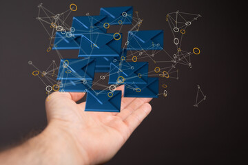  hand using mobile smartphone with email icon, Email concept, copy space