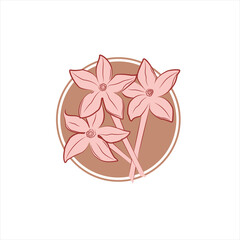 Vector logo design template - floral illustration in simple minimal linear style- Flower