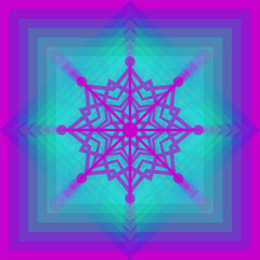 Abstract colorful vector snowflake background. Christmas or New Year greeting card.