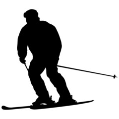 Mountain skier speeding down slope sport silhouette