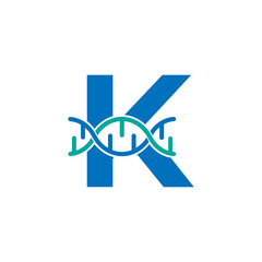 Initial Letter K Genetic Dna Icon Logo Design Template Element. Biological Illustration