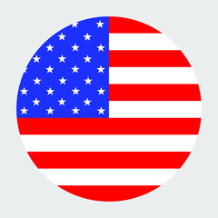 Circle flag United States of America vector illustration. USA banner national symbol.