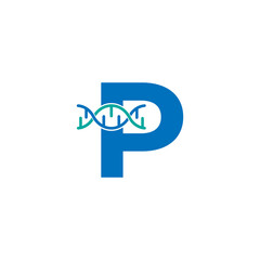 Initial Letter P Genetic Dna Icon Logo Design Template Element. Biological Illustration