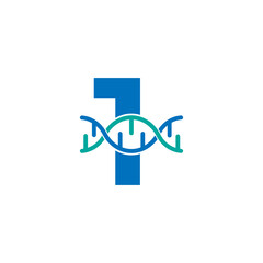 Number 1 Genetic Dna Icon Logo Design Template Element. Biological Illustration