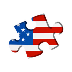 creative chrome puzzle with american flag