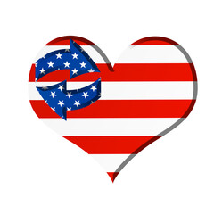creative chrome heart with american flag