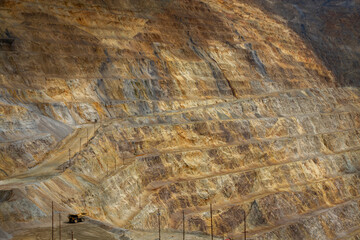 Excavation open pit mine. Copper, gold and silver mine operation