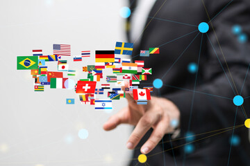 Global communication, international messaging and translation concept