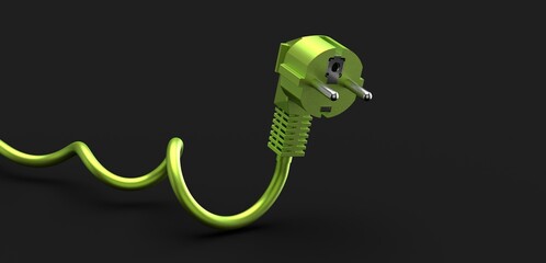 Green Power Plug Isolated 3d