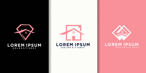 Home creative symbol concept. open door, building enter, real estate agency abstract business logo