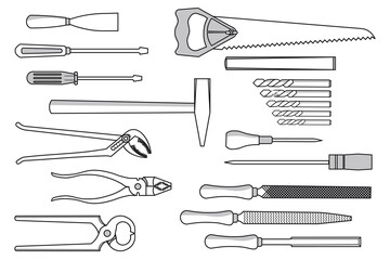 Vector set of Tools Line illustration.