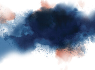 Abstract blue and orange watercolor on white background illustration