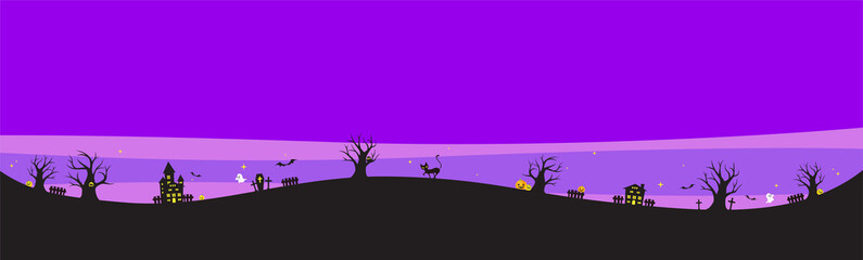 ハロウィンなシルエットの風景（蛇行＆紫）
