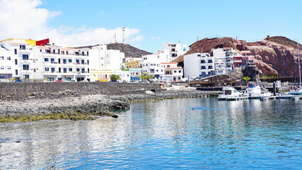 Fototapeta na wymiar Port and beach of La Restniga, El Hierro, Santa Cruz de Tenerife, Canary Islands, Spain, Europe 