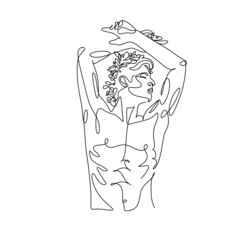 Men line art vector. Continuous one line drawing of man portrait. Hairstyle. Fashionable men's style.