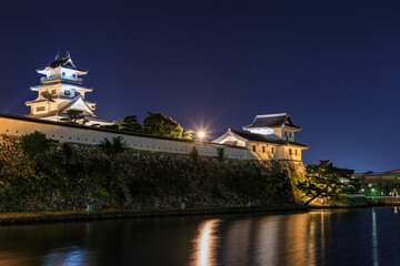 ライトアップされた今治城　愛媛県今治市　Illuminated Imabari Castle Ehime-ken...