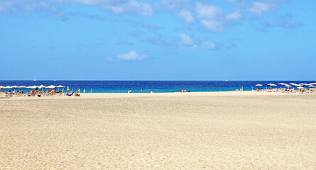 Faro y Playa de Morro Jable en Jandia, Fuerteventura, Las Palmas, Islas Canarias, España, Europa
