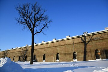 Peter and Pauls Fortress in Saint-Petersburg, Russia, in winter	
