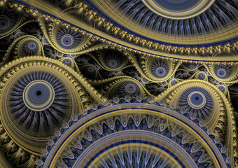 Cogwheel fractal background, mechanical and steampunk design