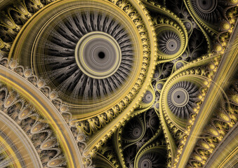 Cogwheel fractal background, mechanical and steampunk design