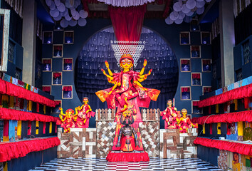 Obraz premium The Supreme shakti, Maa Durga is worshiped in utmost devotion in Hindu religion