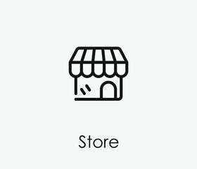 Store vector icon. Editable stroke. Symbol in Line Art Style for Design, Presentation, Website or Apps Elements, Logo. Pixel vector graphics - Vector