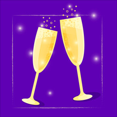 Two glasses of gold champagne