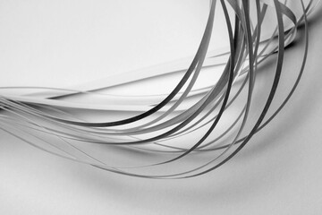 Abstract white and yellow color strip wave paper on light background.