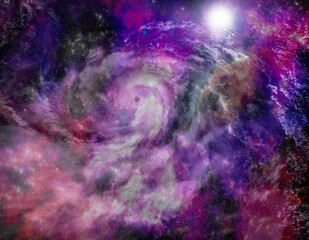 Fototapeta na wymiar A colorful galaxy in space. Computer desktop wallpaper.