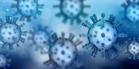 3d render Corona virus microscopic view
