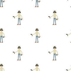 Man with vr manipulator pattern seamless background texture repeat wallpaper geometric vector