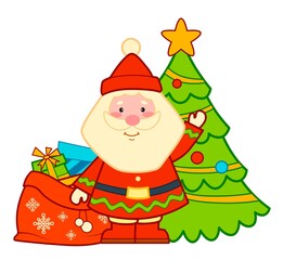 Christmas cartoons clip art. Santa claus bag clipart  illustration