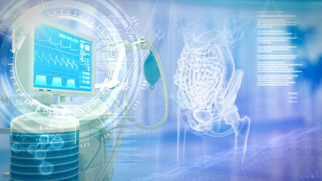 gastrointestinal system hi-tech medical healing . creative abstract 3D rendering