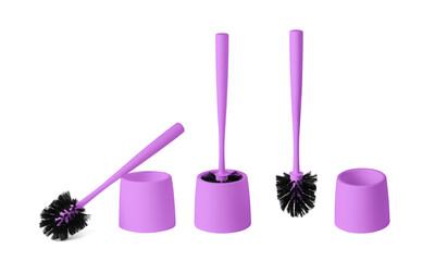 Naklejka premium Purple toilet brush isolated on white background