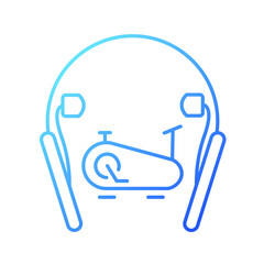 In ear neckband headphones gradient linear vector icon. Wireless headset for active workouts and fitness. Thin line color symbol. Modern style pictogram. Vector isolated outline drawing