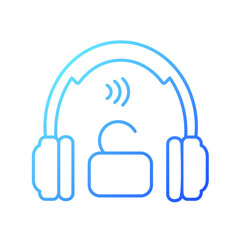 Open back headphones gradient linear vector icon. Over ear earphones for professional music mastering. Thin line color symbol. Modern style pictogram. Vector isolated outline drawing