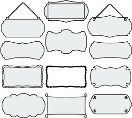 Obraz premium a set of black and white frames and banners of various shapes