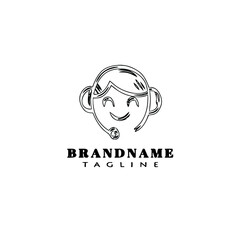 call center logo cartoon design flat icon black isolated vector illustration