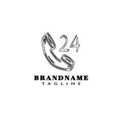 call center logo cartoon design template icon black flat vector illustration