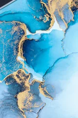 Fototapeten Luxury blue abstract background of marble liquid ink art painting on paper . Image of original artwork watercolor alcohol ink paint on high quality paper texture . © Summit Art Creations