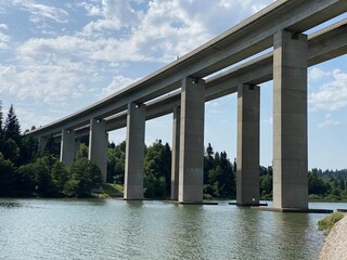 Viadukt over lake Bajer, Bajer Bridge or Viaduct Bajer in Fuzine - Gorski kotar, Croatia (Most...