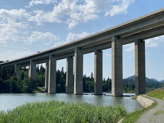 Viadukt over lake Bajer, Bajer Bridge or Viaduct Bajer in Fuzine - Gorski kotar, Croatia (Most...