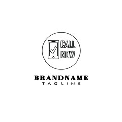 call us now logo cartoon design template icon black flat vector illustration