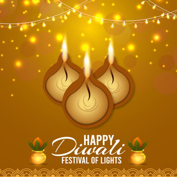 Happy diwali celebration greeting card the festival of light