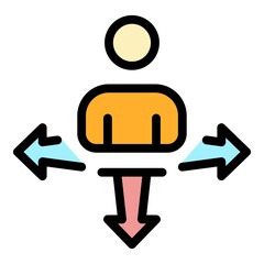 Human distance icon. Outline human distance vector icon color flat isolated