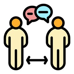 Pandemic social distance icon. Outline pandemic social distance vector icon color flat isolated