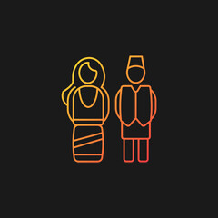 Nepal traditional costume gradient vector icon for dark theme. Festive outfit for religious occasions. National dresses. Thin line color symbol. Modern style pictogram. Vector isolated outline drawing