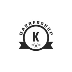 Letter K Vintage Barber Shop Badge and Logo Design Inspiration