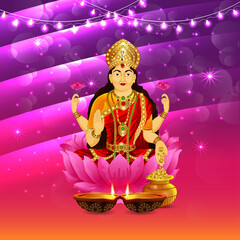 Vector illustration of goddess laxami for happy diwali