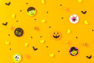 Background material of Halloween treats. ハロウィンのお菓子の背景素材